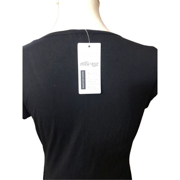 Meaneor black shark bite hem cap sleeve scoop neck soft tunic Size M - Picture 6 of 10